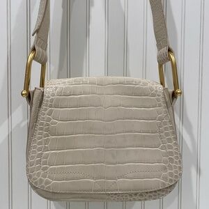 Vince Camuto Crocodile Leather Crossbody Flap Closure, color:‎ Seashell